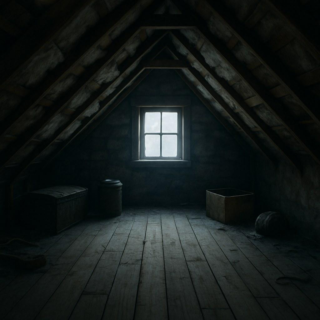 Interior view of a cold, under-insulated attic space