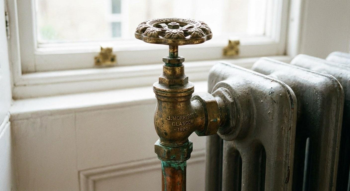A close-up view of a thermostatic radiator valve on a white radiator.