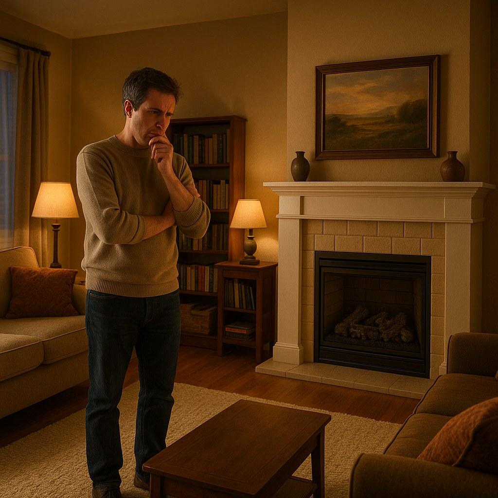 A person trying to figure out why their modern gas fireplace won't light.