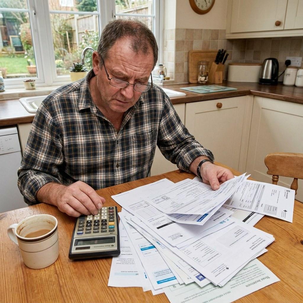A homeowner reviewing contractor estimates at a kitchen table