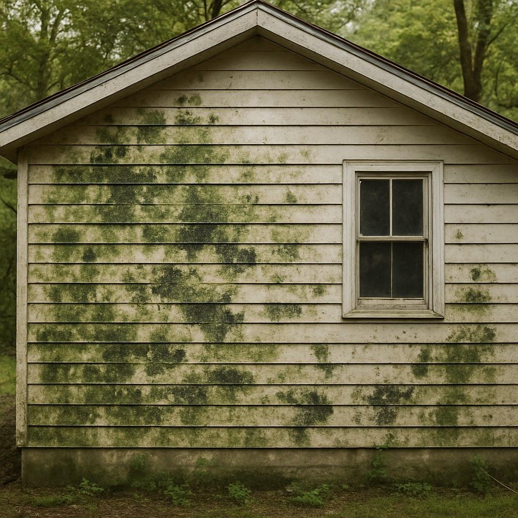 Mold and mildew on the siding of a home