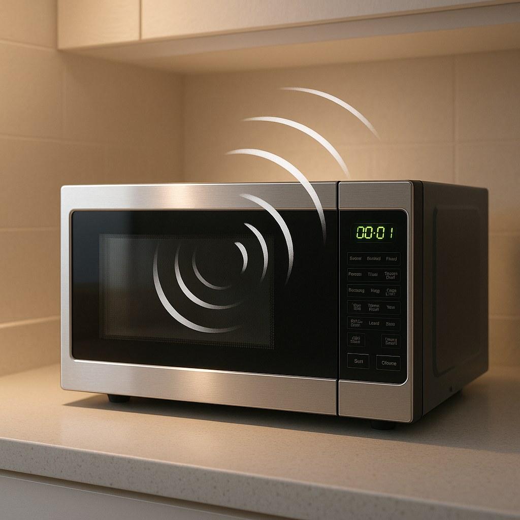 Illustration of a microwave making a strange noise