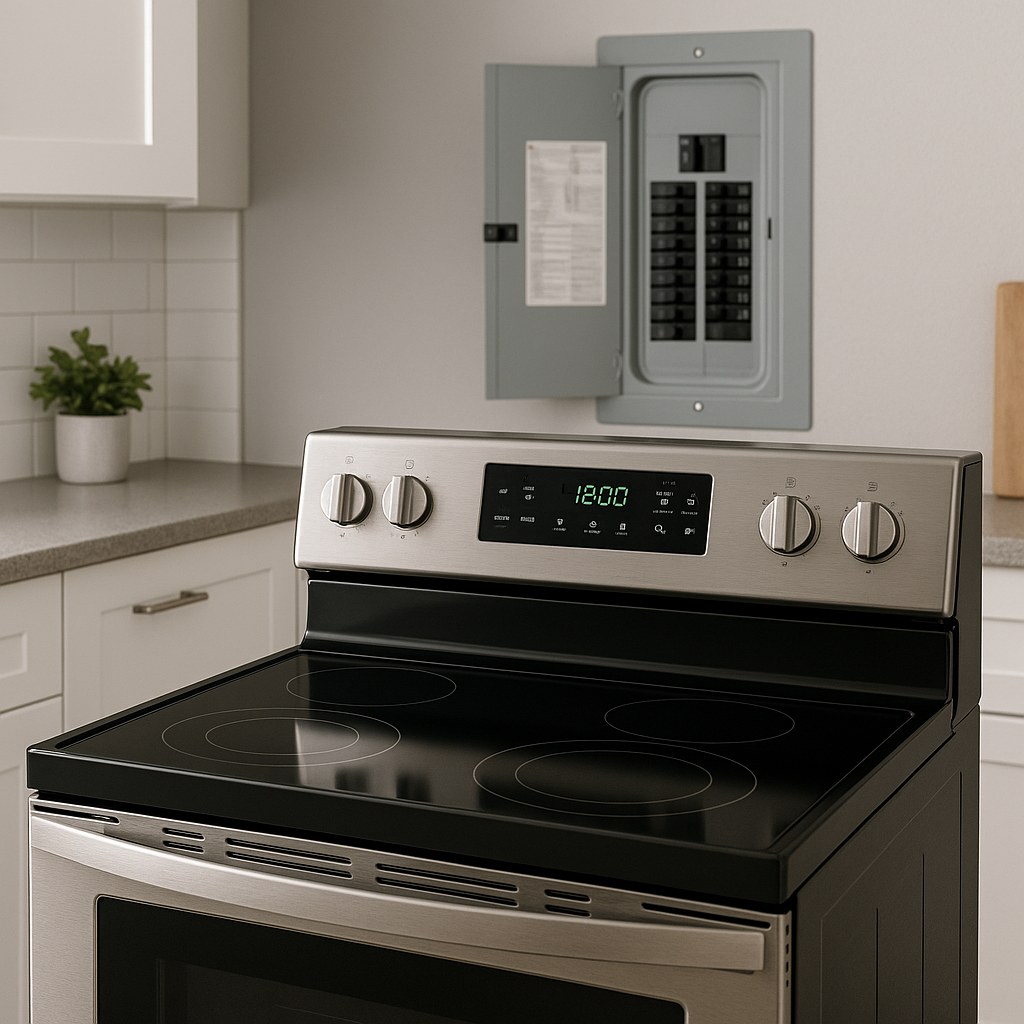 A stove that is causing a circuit breaker to trip.