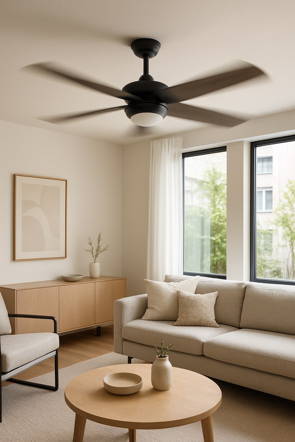 A ceiling fan with a non-working light fixture