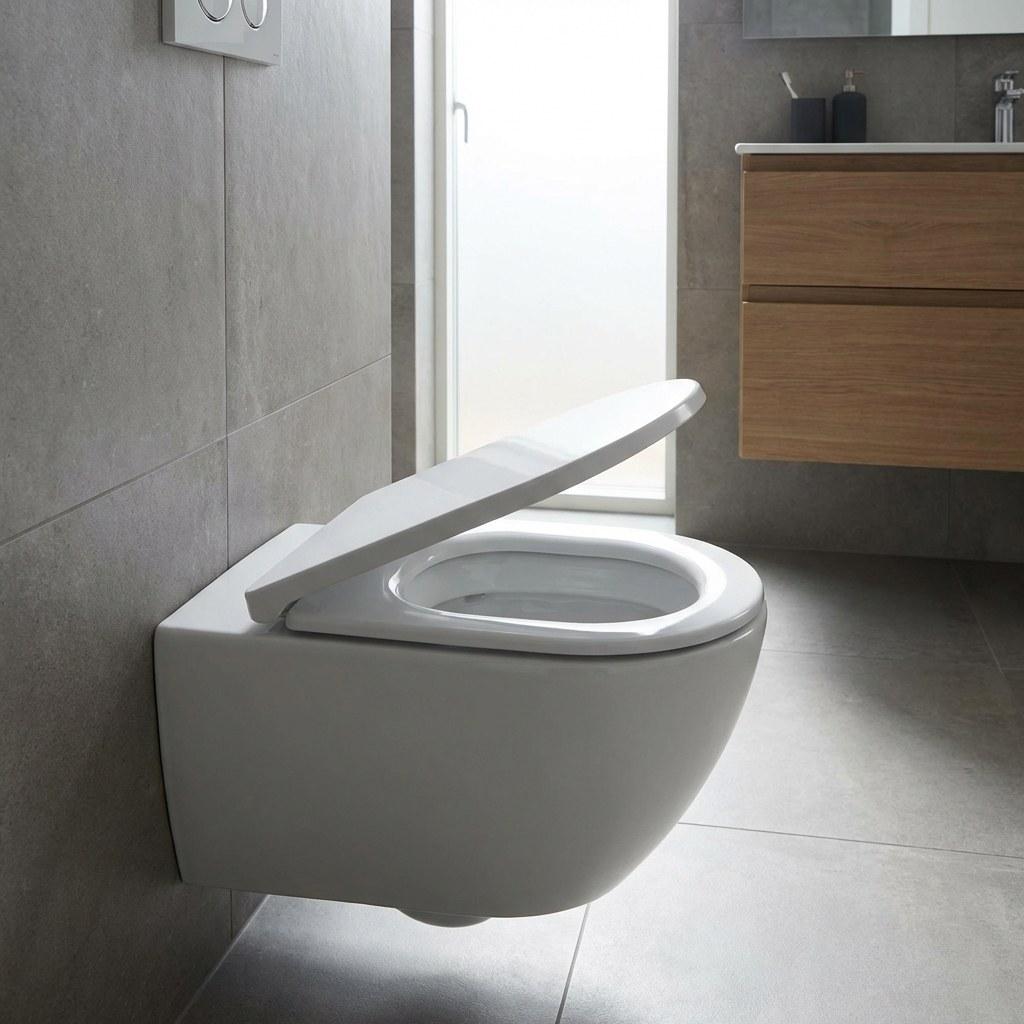 A cleanly installed modern toilet seat