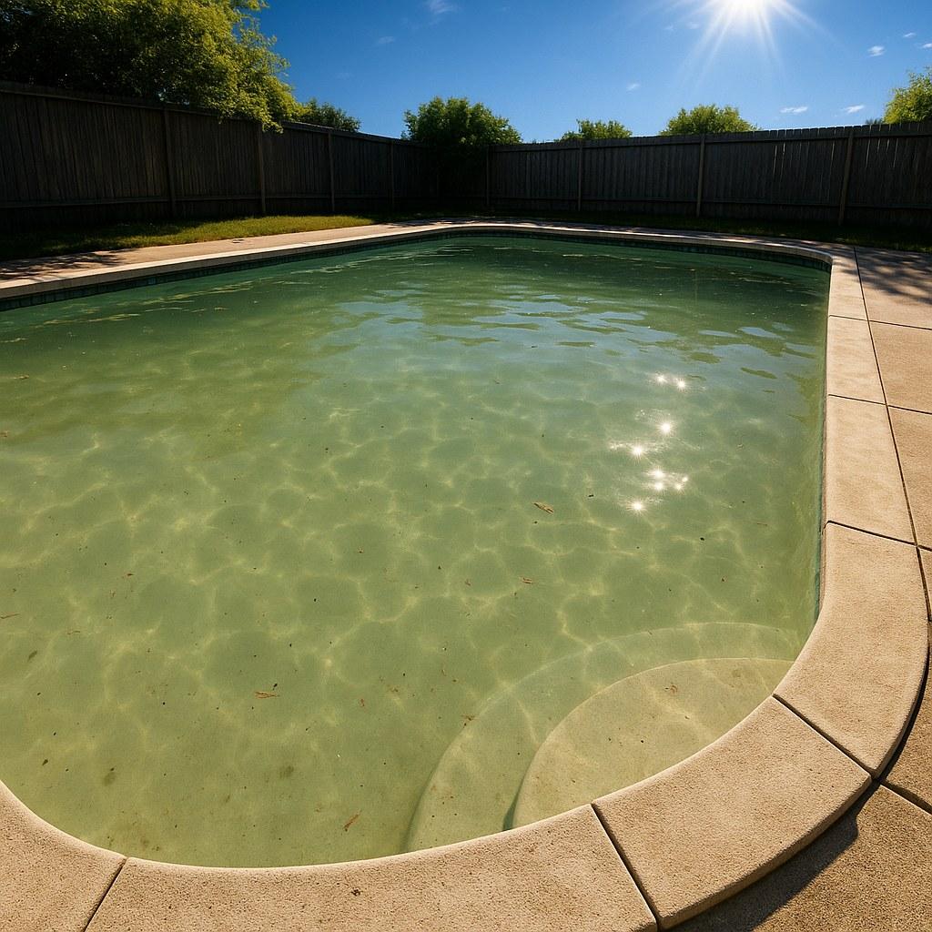 A cloudy and uninviting swimming pool