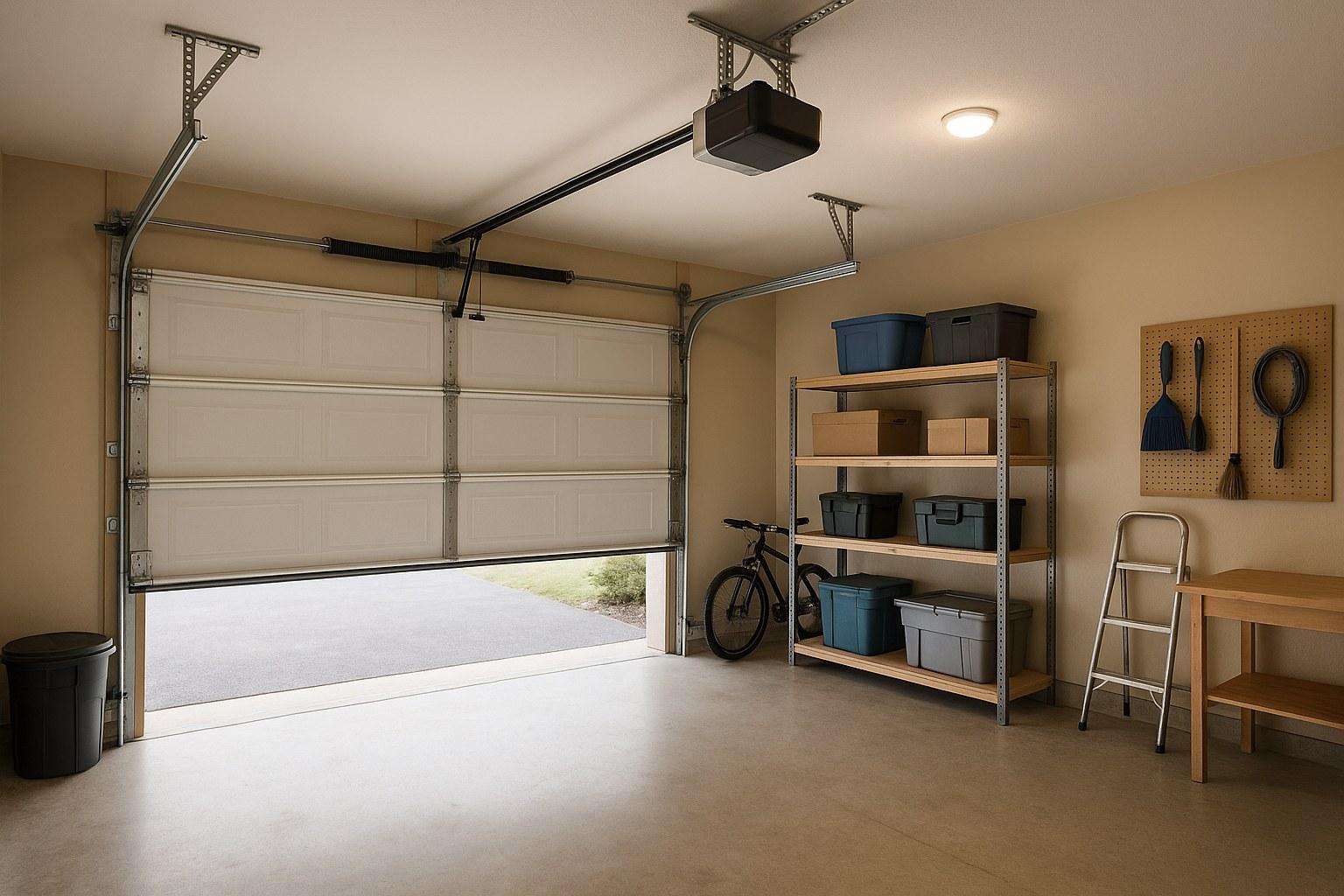 A garage door that is stuck and will not open or close