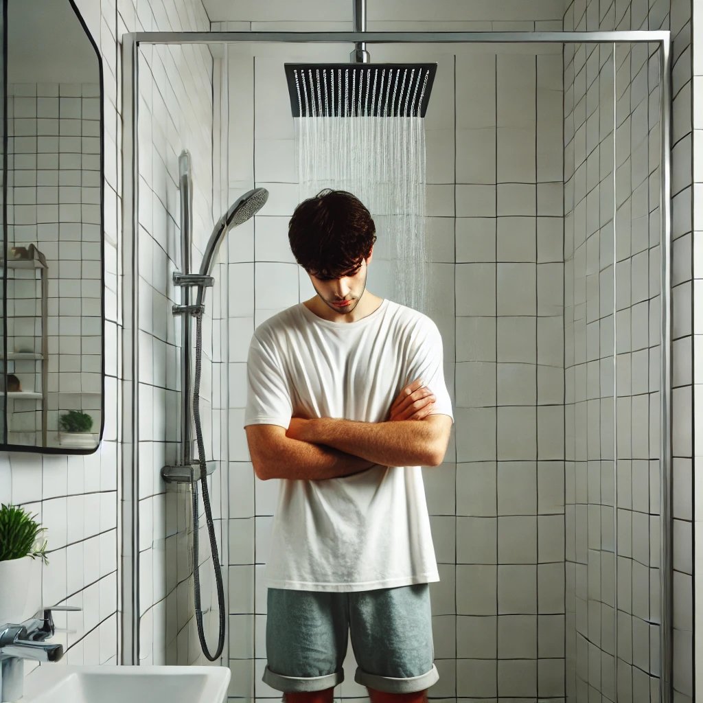 Illustration of low water pressure in a shower